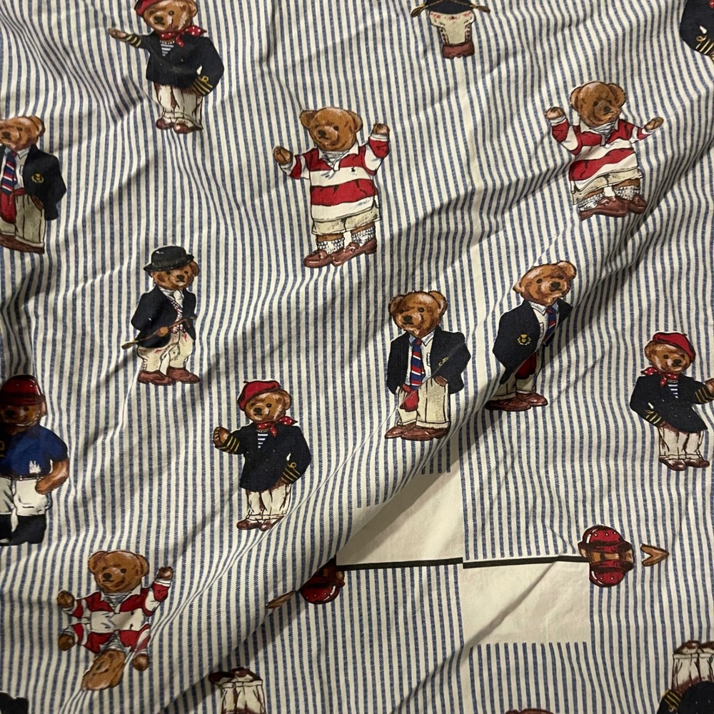 Vintage Ralph Lauren Bear Twin Size Fitted Sheet 90s Preppy Kidcore Retro